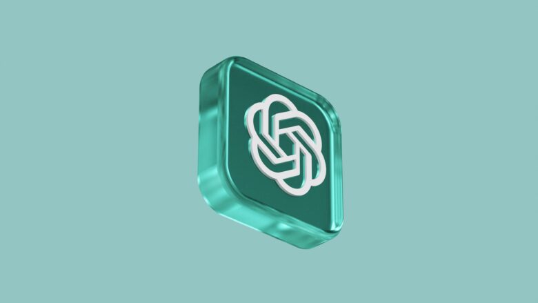 Icono tridimensional de ChatGPT de OpenAI en color verde turquesa sobre fondo del mismo tono